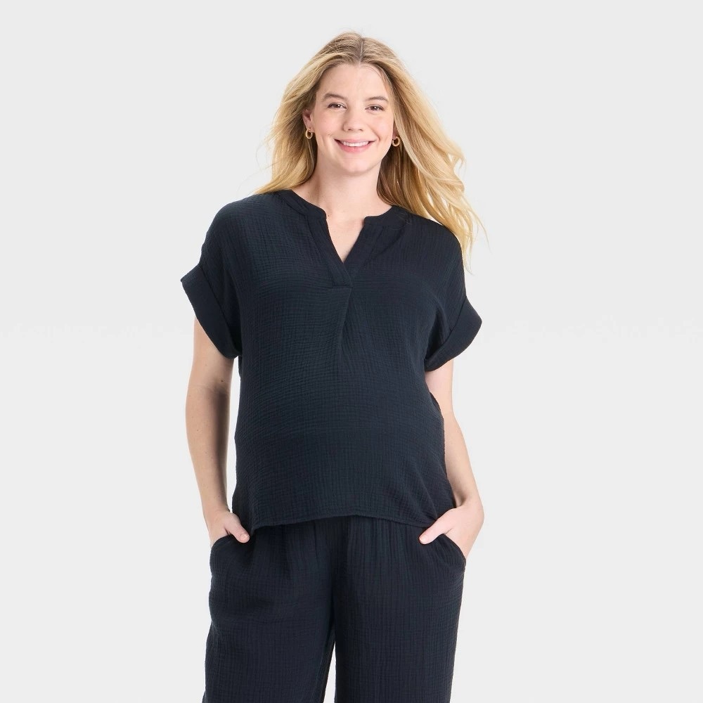 Isabel Maternity by Ingrid & Isabel Black Blouse